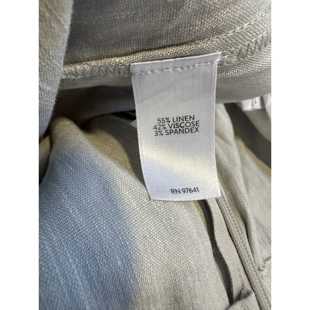 New J. Jill Button Hem Ankle Pants Zinc White Gray Linen Blend Stretch Medium - Picture 10 of 16